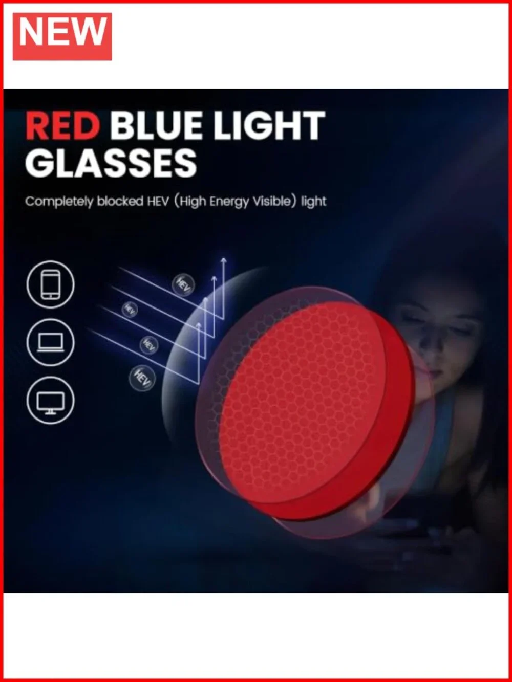Blue Light Blocking Glasses, Square Frame, Metalless & Screwless Hinge